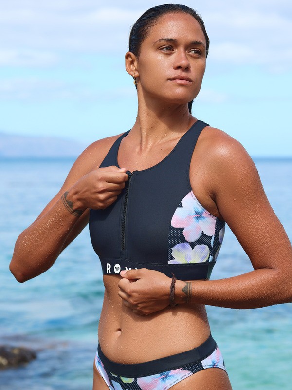 1 Roxy Active - Haut de bikini crop-top pour Femme Noir ERJX305719 Roxy