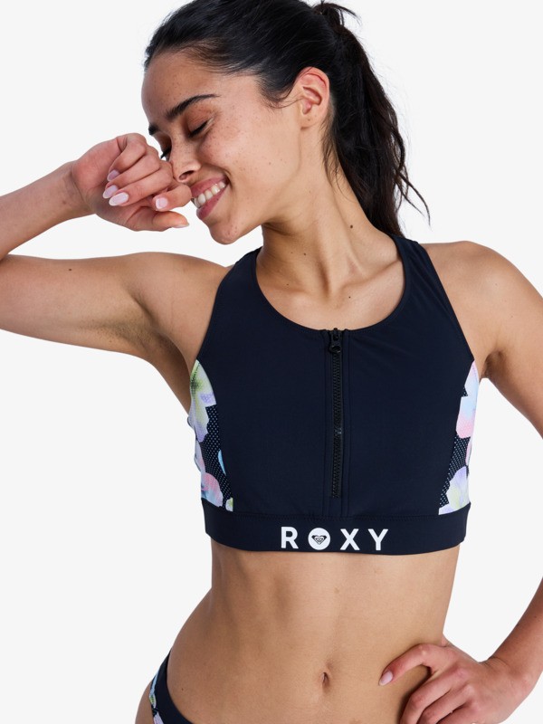 0 Roxy Active - Crop Bikini Top for Women Black ERJX305719 Roxy