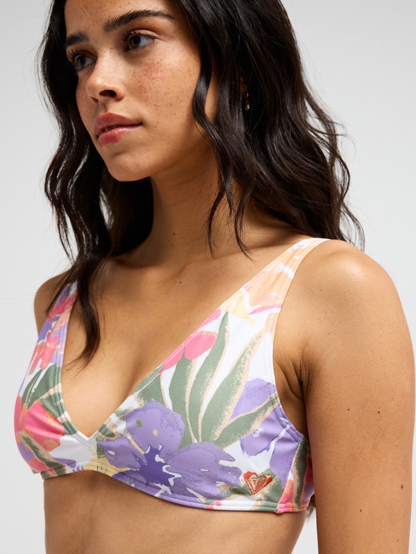 2 Hazey Hibiscus Elongated Bra Weiss ERJX305740 Roxy