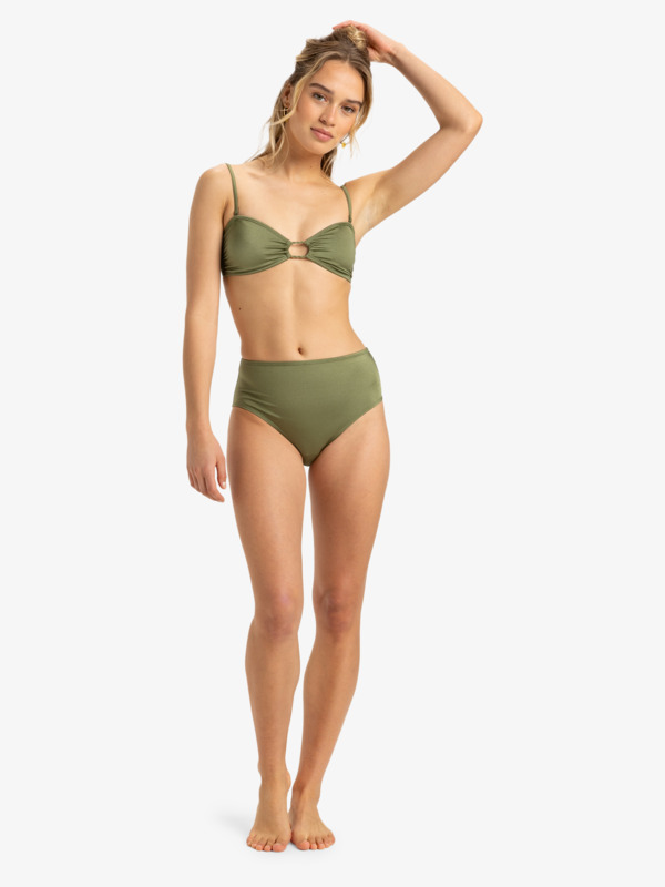 2 Brilho - Mittleren Po-Abdeckung Bikinihosen für Damen Grün ERJX405001 Roxy