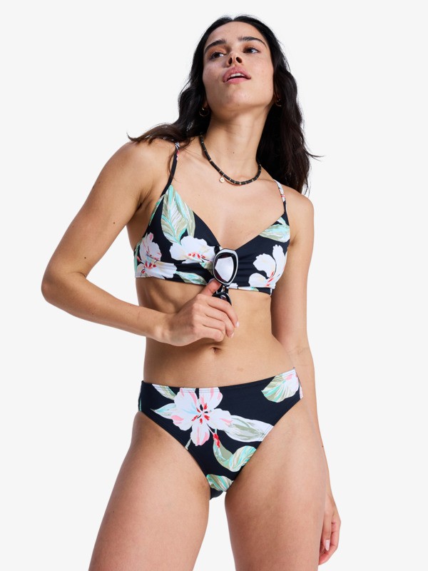 6 Printed Essentials - Hipster-Bikiniunterteil f&uuml;r Frauen Schwarz ERJX405188 Roxy