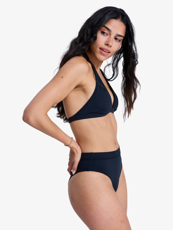 1 Solid Essentials - Bikiniunterteil mit hohem Bund für Frauen Schwarz ERJX405212 Roxy