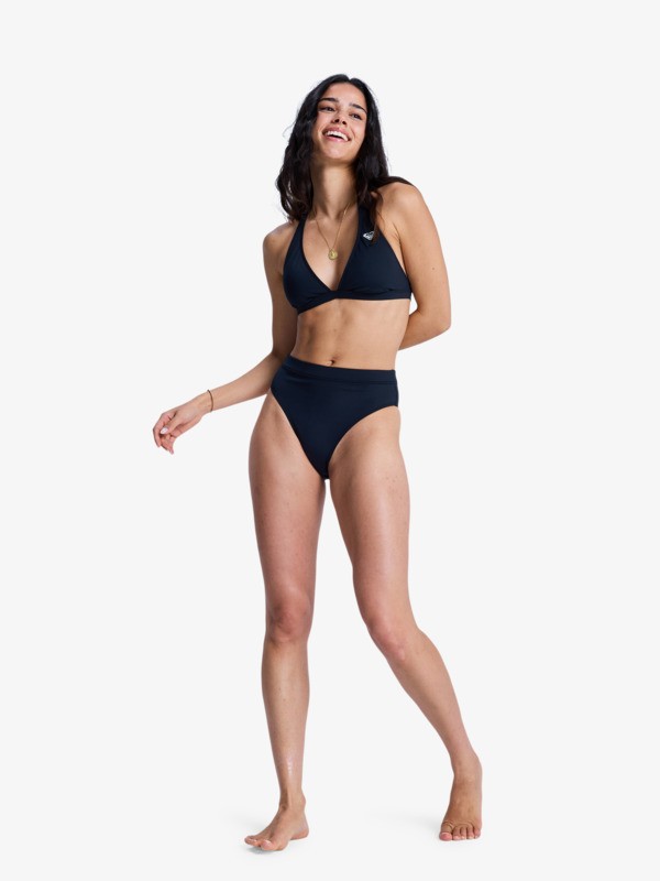 3 Solid Essentials - Bikiniunterteil mit hohem Bund für Frauen Schwarz ERJX405212 Roxy