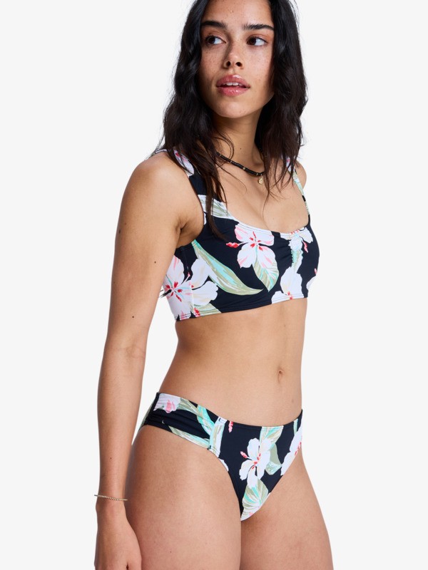 1 Printed Essentials - Medium Coverage Bikini Bottoms for Women Black ERJX405245 Roxy