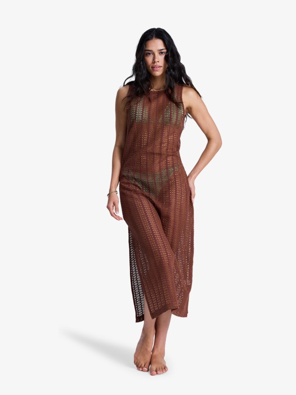 0 Playa Mood - Crochet Beach Dress for Women Brown ERJX603495 Roxy