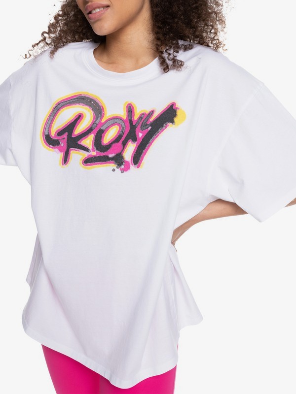 1 Kelia Fly Girl - Oversized T-shirt voor Dames White ERJZT05300 Roxy