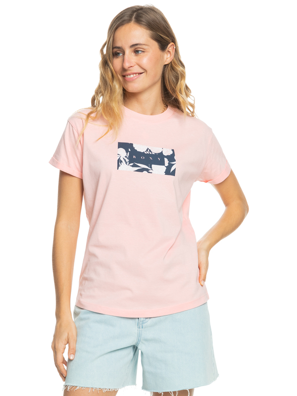 0 Sparkle Evening Flowers Square - Short Sleeves T-Shirt for Women Pink ERJZT05447 Roxy
