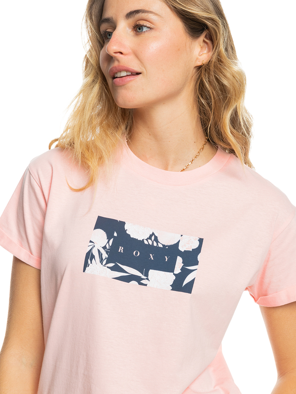 2 Sparkle Evening Flowers Square - Short Sleeves T-Shirt for Women Pink ERJZT05447 Roxy