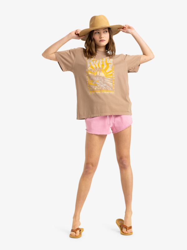 3 Sunnyoversize - T-shirt met Korte mouw voor Dames Brown ERJZT05906 Roxy