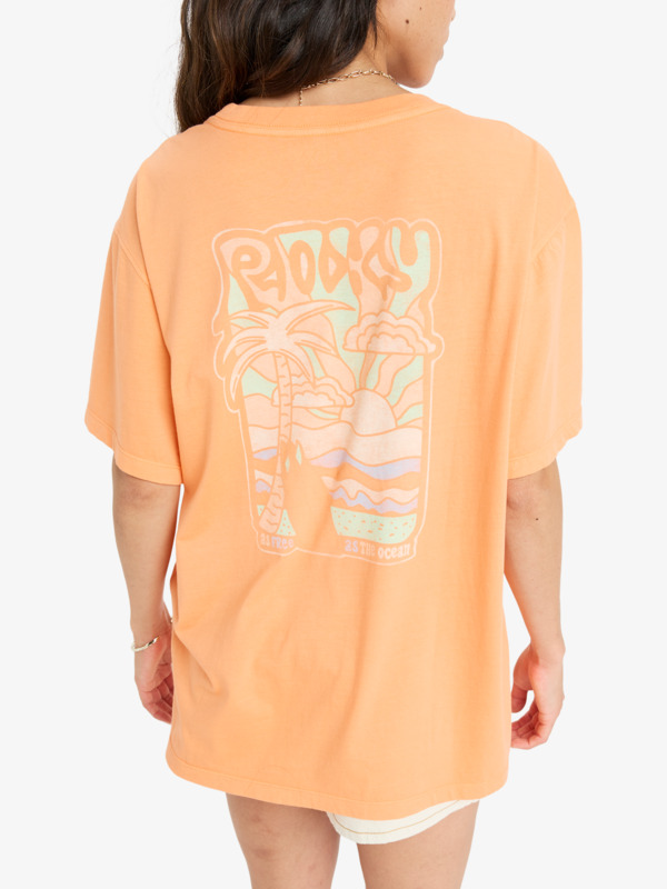 3 Sunnyoversize Enzyme Wash - Camiseta de manga corta serigrafiada para Mujer Naranja ERJZT05966 Roxy