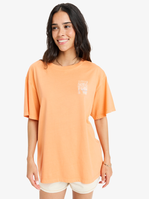 0 Sunnyoversize Enzyme Wash - Camiseta de manga corta serigrafiada para Mujer Naranja ERJZT05966 Roxy