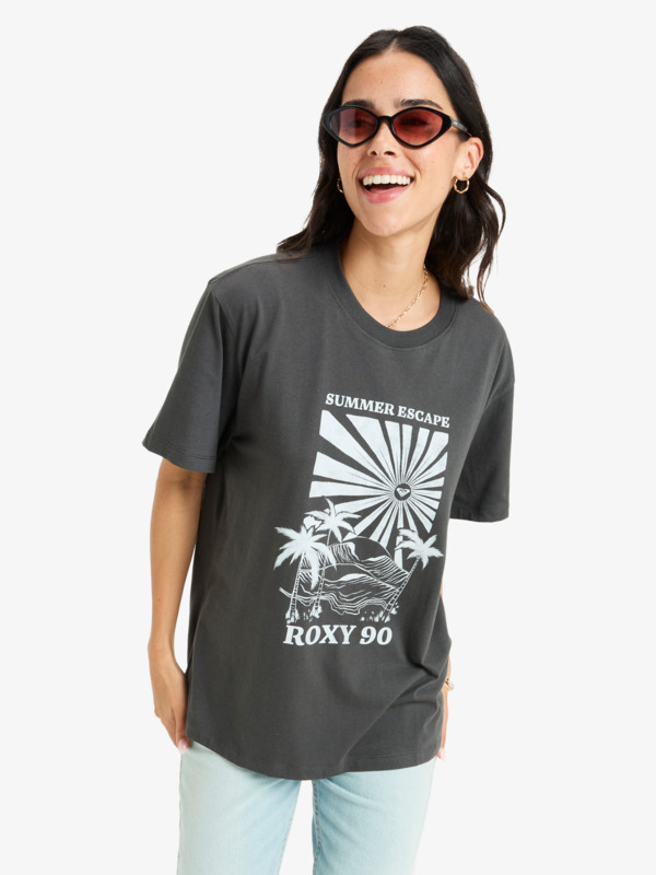 5 Hangloose The Sky - Kurzärmliges T-Shirt mit Screen-Print für Frauen Schwarz ERJZT05967 Roxy