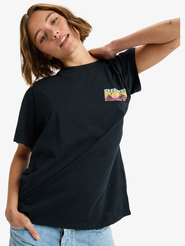 5 Sunnyoversize Optic Wash - Maglietta oversize da Donna Black ERJZT06022 Roxy