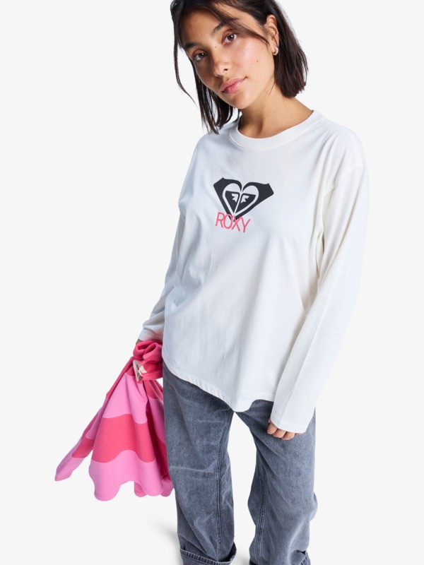 4 Hangloose Art - Maglietta a Maniche Lunghe da Donna White ERJZT06035 Roxy