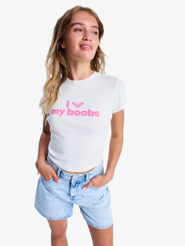0 Beach Love Kab - Cropped T-Shirt for Women White ERJZT06056 Roxy