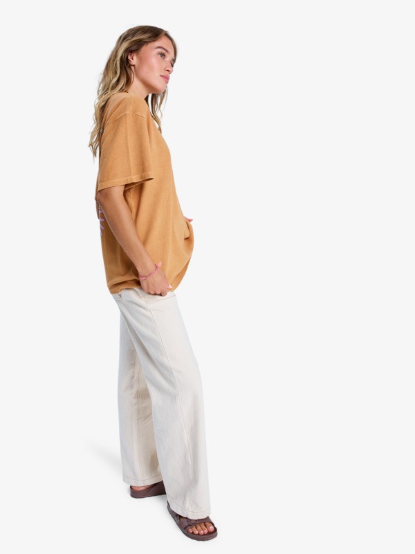 1 Sunny Stone Wash - T-shirt oversized para Mulher Marrom ERJZT06060 Roxy