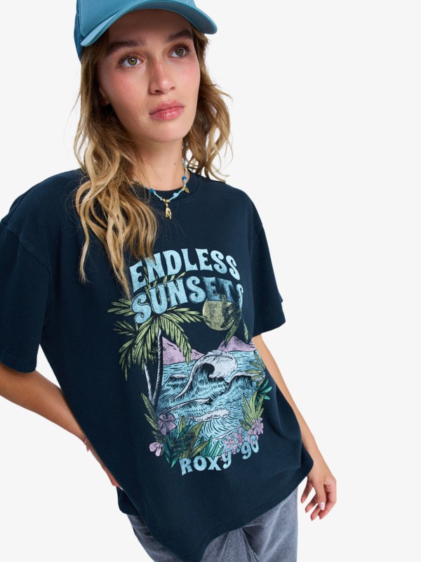 0 Sunny Stone Wash - Oversized T-Shirt for Women Black ERJZT06060 Roxy