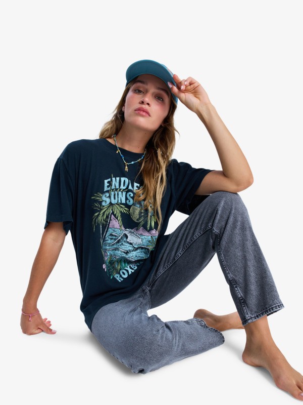 2 Sunny Stone Wash - Oversized T-Shirt for Women Black ERJZT06060 Roxy