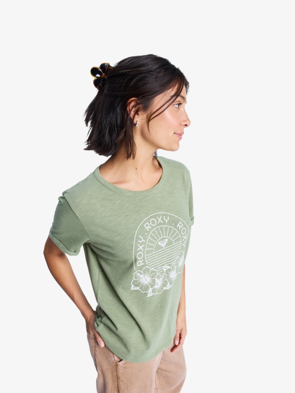 1 Oceanwave Regular Slub - Oversized T-Shirt for Women Green ERJZT06063 Roxy