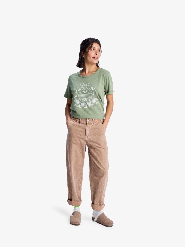 3 Oceanwave Regular Slub - Oversized T-Shirt for Women Green ERJZT06063 Roxy