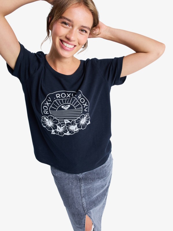 6 Oceanwave Regular Slub - Oversized T-Shirt for Women Black ERJZT06063 Roxy