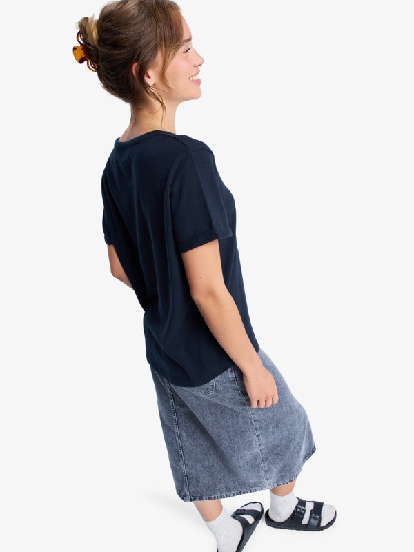 1 Oceanwave Regular Slub - Oversized T-Shirt for Women Black ERJZT06063 Roxy