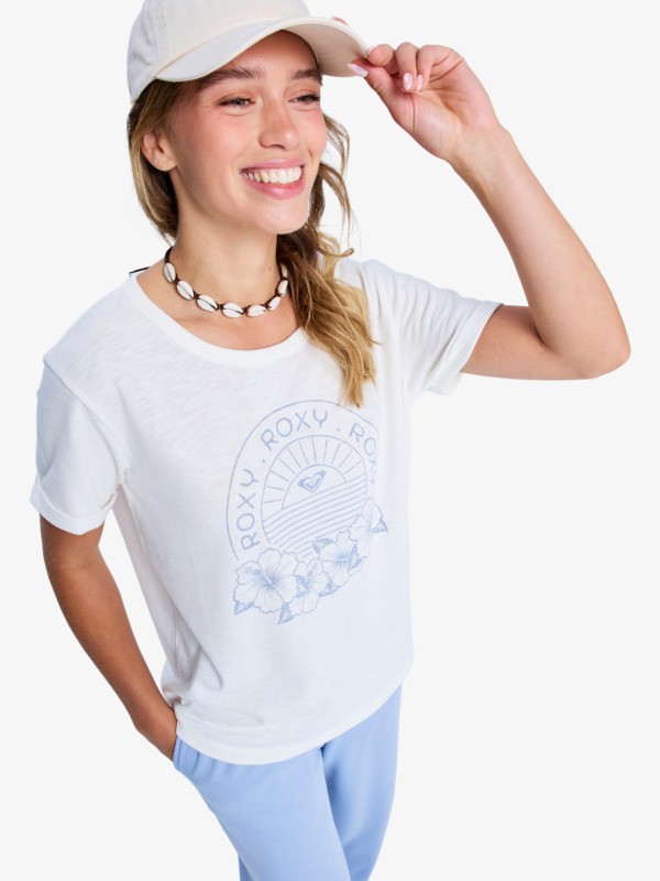 5 Oceanwave Regular Slub - Camiseta extragrande para mujer Blanco ERJZT06063 Roxy