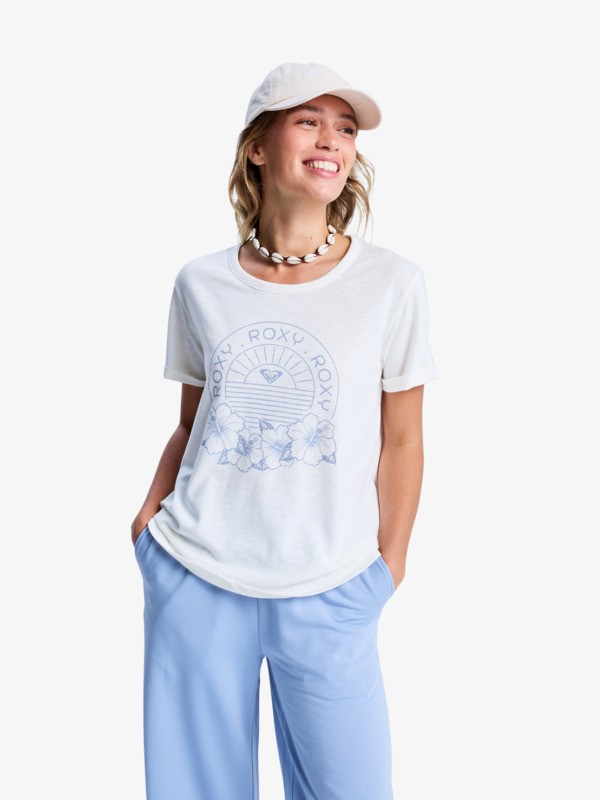 0 Oceanwave Regular Slub - Camiseta extragrande para mujer Blanco ERJZT06063 Roxy