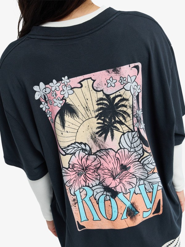 4 Talloversize Washed - T-Shirt à manches courtes pour Femme Noir ERJZT06081 Roxy