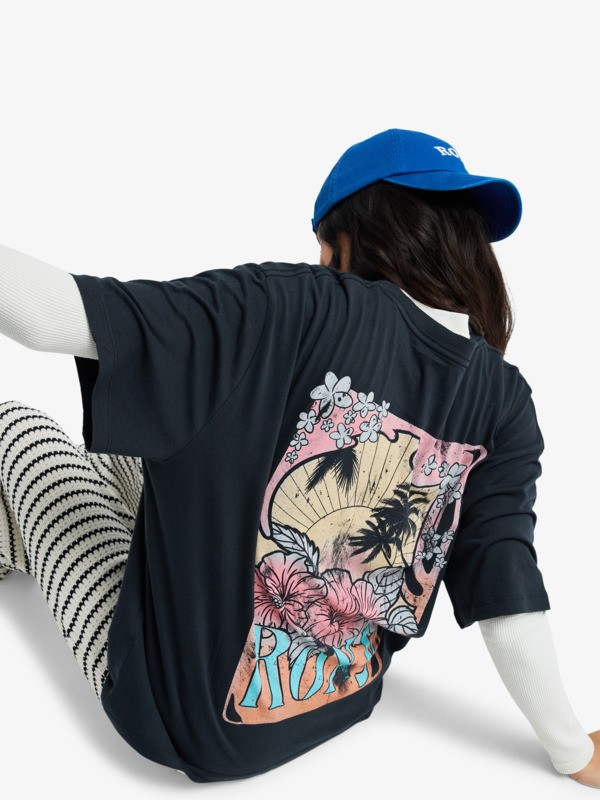 5 Talloversize Washed - T-Shirt à manches courtes pour Femme Noir ERJZT06081 Roxy