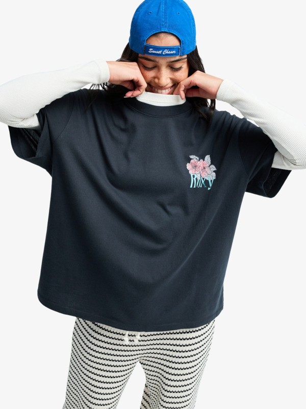 0 Talloversize Washed - T-Shirt à manches courtes pour Femme Noir ERJZT06081 Roxy