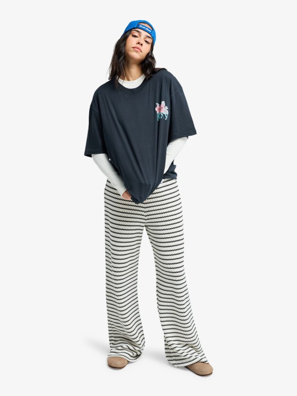 3 Talloversize Washed - T-Shirt à manches courtes pour Femme Noir ERJZT06081 Roxy