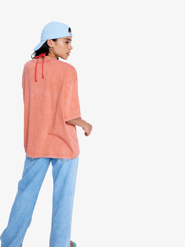 3 Talloversize Washed - Maglietta a maniche corte da Donna Pink ERJZT06081 Roxy