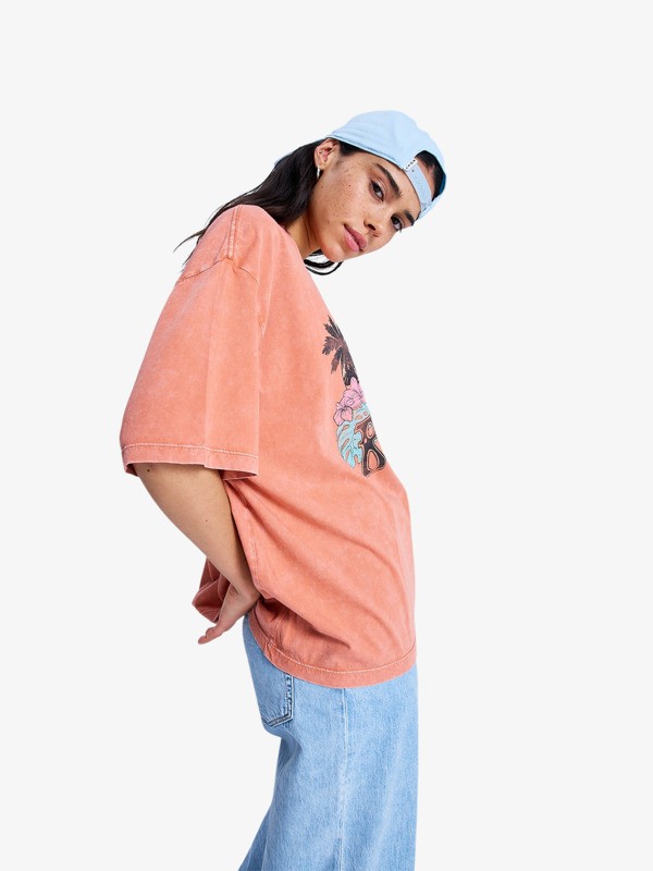 1 Talloversize Washed - Maglietta a maniche corte da Donna Pink ERJZT06081 Roxy