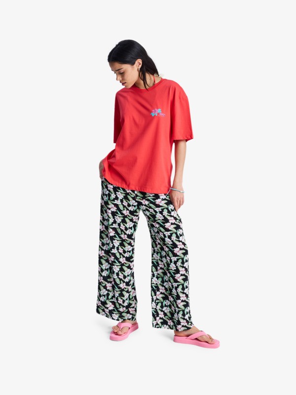 5 Hangloose Poster - T-Shirt à manches courtes pour Femme Rouge ERJZT06090 Roxy