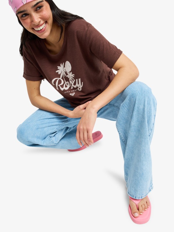 5 Oceanwave Regular Slub - T-Shirt à manches courtes pour Femme Marron ERJZT06096 Roxy