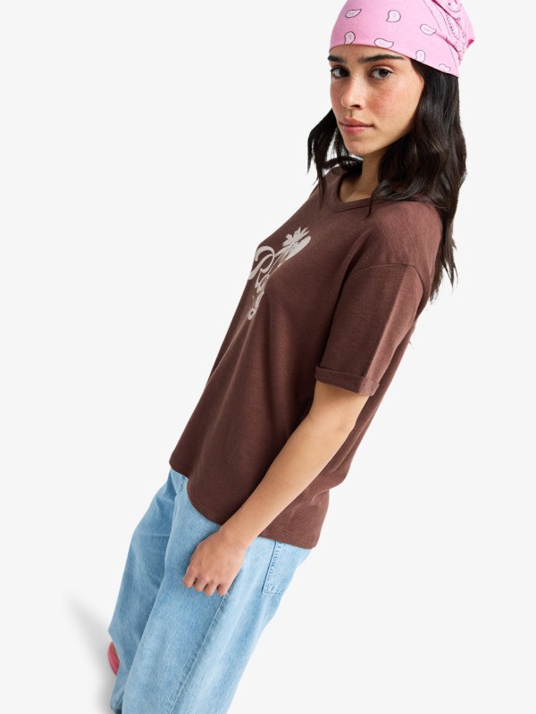 1 Oceanwave Regular Slub - T-Shirt à manches courtes pour Femme Marron ERJZT06096 Roxy