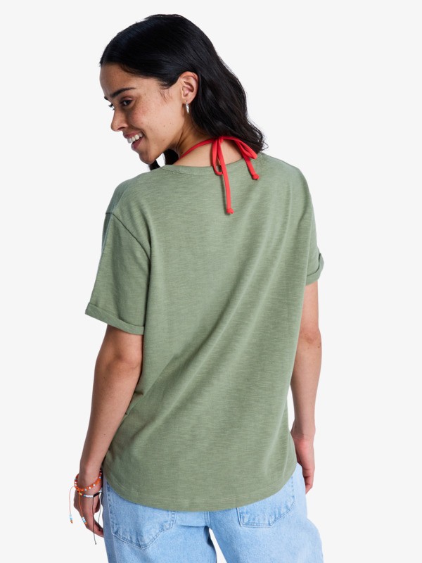 4 Oceanwave Regular Slub - T-Shirt à manches courtes pour Femme Vert ERJZT06096 Roxy