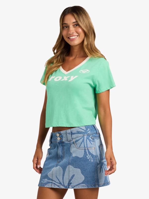 4 Always Lucky - Camiseta crop para mujer Verde ERJZT06114 Roxy