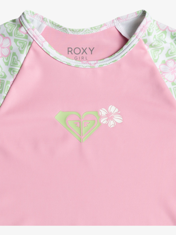 2 Hibiline - Long Sleeve UPF 50 Two-Piece Rashguard Set for Girls 2-7 White ERLWR03297 Roxy