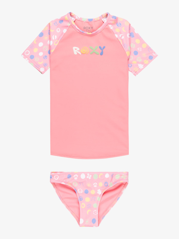 0 Roxy Dot - Conjunto de Licra de dos Piezas con Manga Corta para Niñas (2 - 7 años) Rosa ERLWR03328 Roxy