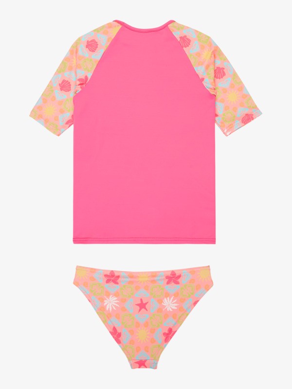 3 Check - Ensemble lycra &agrave; manches courtes pour Fille 2-7 ans Rose ERLWR03357 Roxy