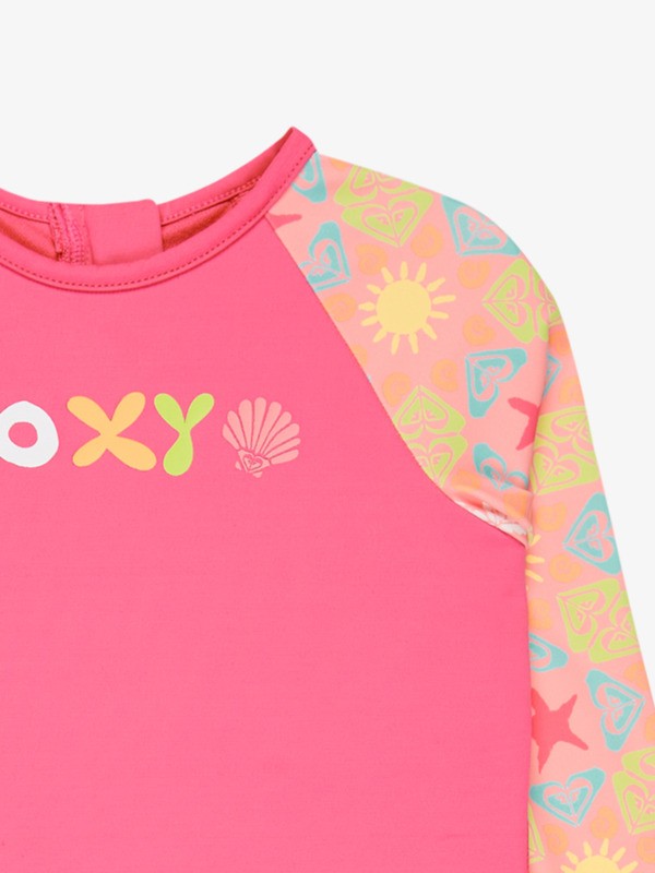 2 Check - Eendelig Badpak met Lange Mouw voor Meisjes 2-7 Pink ERLWR03358 Roxy