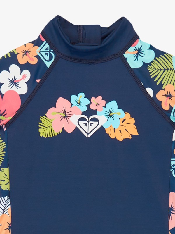 2 Morning Flower - Fato de surf de cal&ccedil;&atilde;o de pe&ccedil;a &uacute;nica e manga comprida para Raparigas 2-7 Azul ERLWR03361 Roxy