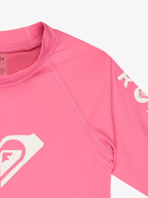 2 Whole Hearted - Short Sleeve Rash Vest for Girls 2-7 Pink ERLWR03363 Roxy