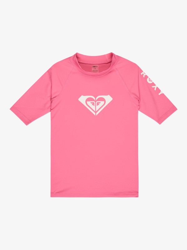 0 Whole Hearted - Short Sleeve Rash Vest for Girls 2-7 Pink ERLWR03363 Roxy