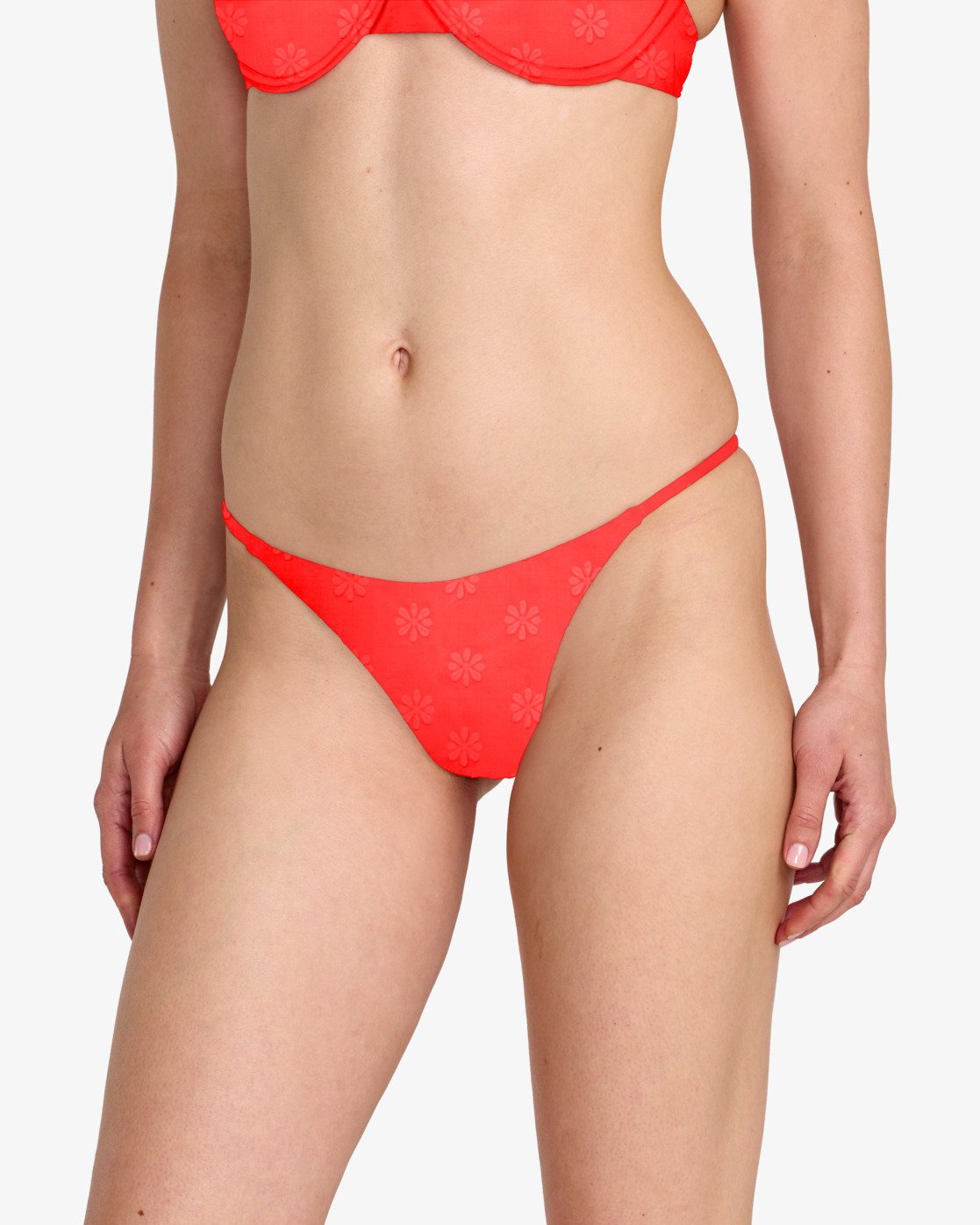 Poppies Medium French - Women's Red Medium Coverage Bikini Bottoms