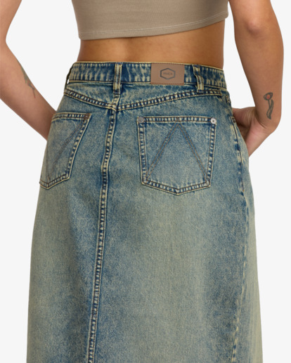 rvca, Midi - Denim Skirt for Women, DUSTY BLUE WASH (bdw) Midi - Denim Skirt for Women  23B143505