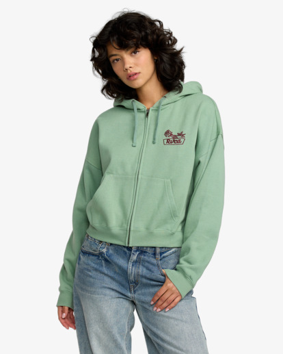 Sweat-shirt à Capuche Femme Respect The Ocean - Léger, Imprimé, Avec Demi-zippe