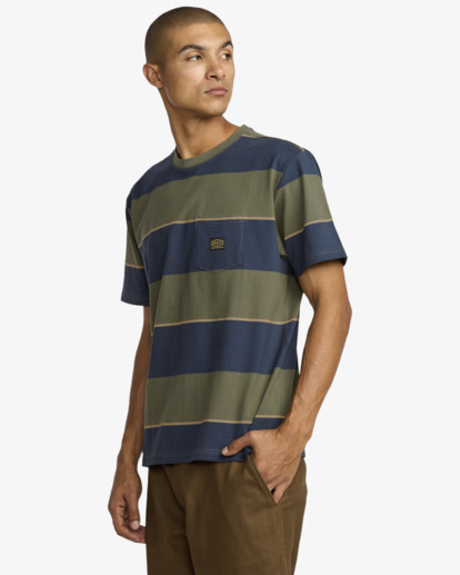 rvca, Dayshift Stripe - Short Sleeve Top for Men, MOODY BLUE (mdy) Dayshift Stripe - Short Sleeve Top for Men  AVYKT00345